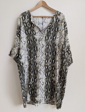 Anna Melani 100% Linen Made In Italy Snakeskin Print Mini Dress Medium